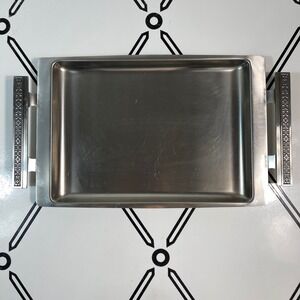 Cordova 18‑8 Solid Stainless Steel Rectangular Serving Tray with‎ Floral Handles